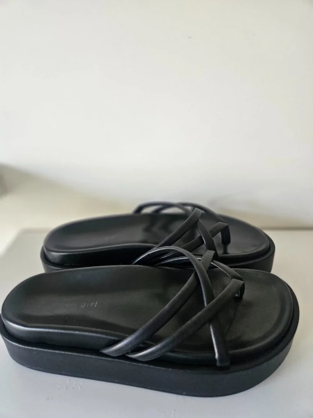 Madden Girl Fowler Black Platform Slide Sandals, Size 8